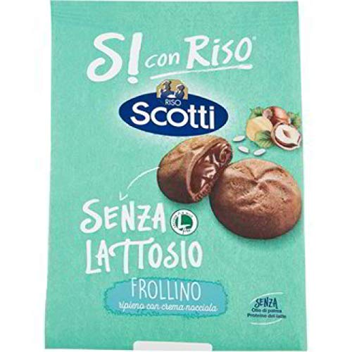 Si con Riso - Frollino Ripieno alla Crema alla Nocciola - Biscotti Senza Lattosio e Senza Olio di Palma - 200 g