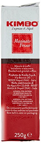 Kimbo - Macinato Fresco, Caffè di Napoli, Tostatura Media - 10 pezzi da 250 g [2500 g]