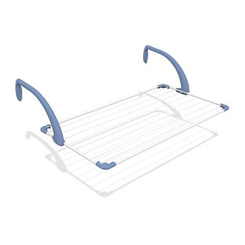 Gimi Brezza 100 Stendibiancheria da Balcone, Stendino da Balcone, Spazio di Stenditura 10 m, Acciaio/Resina, Bianco, 110 x 56 x 28 cm