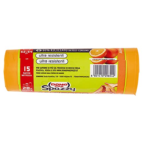 Domopak Nettezza Arancia Lt.28 - 4 confezioni da 15 pezzi 60 pezzi, 60 unità, 60