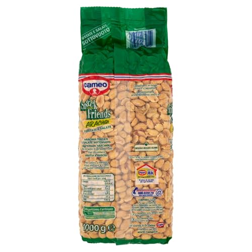 Cameo Snack Friends Arachidi Tostate e Salate, Arachidi Tostate e Salate Confezionate in Busta Sottovuoto per Mantenerne la Croccantezza, Senza Olio di Palma, Vegano, 1 Kg Complessivo