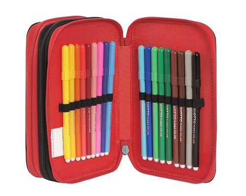 MARIO KART- Astuccio Scuola Ufficiale Mario Kart, Astuccio 3 Scomparti Bambino e Bambina con Set Cancelleria, Penna Cancellabile Blu Frixion e Pratica Chiusura a Zip, 20x13Hx7 cm