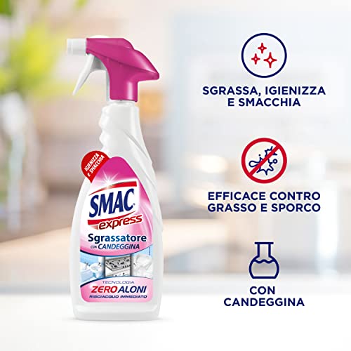 Smac Express Sgrassatore con Candeggina, Detergente Spray con Azione Sgrassante e Igienizzante, 650 ml x 12 Pezzi