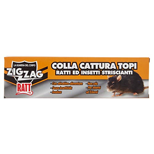 Zig Zag, Ratt Colla per topi, Topicida, Colla Ratticida con Attrattivo alimentare, Inodore, Non cola, Non velenosa, per uso Interno ed Esterno, 135 gr