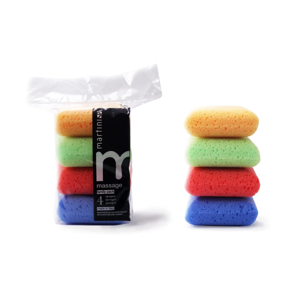 MartiniSPA Massage Color Spugne Quadrate Morbide Formato Famiglia, 37 G, 4 Unità