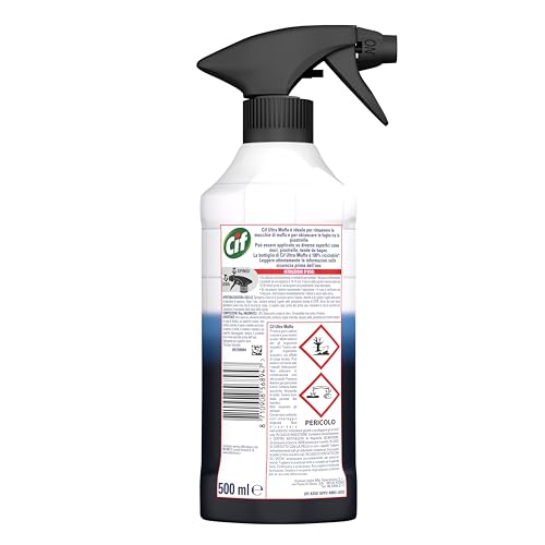 Cif Ultra Muffa, Spray Antimuffa, Formato 500 ml, Spray Detergente Ideale per Muri, Piastrelle, Tende da Bagno, Rimuove le Macchie di Muffa e Sbianca le Fughe tra le Piastrelle