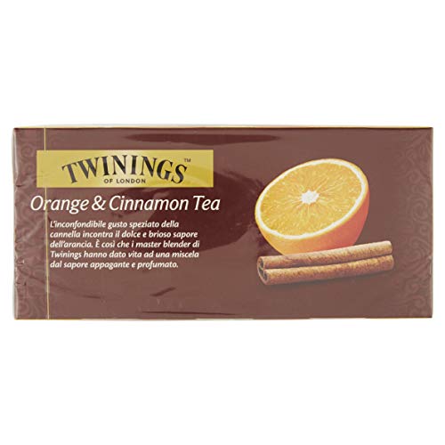 Twinings, Tè Nero Aromatizzato all'Arancia e Cannella, Sapore Avvolgente, con Caffeina, Infusi e Tisane, Confezione da 25 Filtri