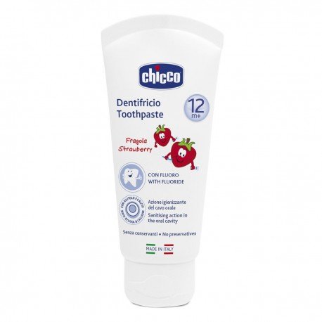 6 x CHICCO Dentifricio Fragola 12 Mesi+ Con Fluoro 50 Ml