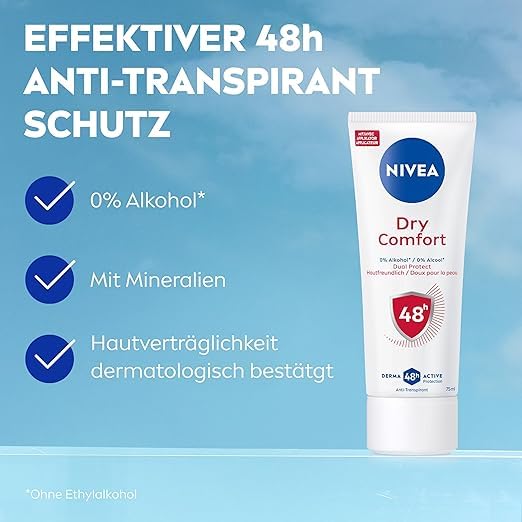 NIVEA 6 x deodorante Corpo DRY COMFORT PLUS CREMA stock offerta