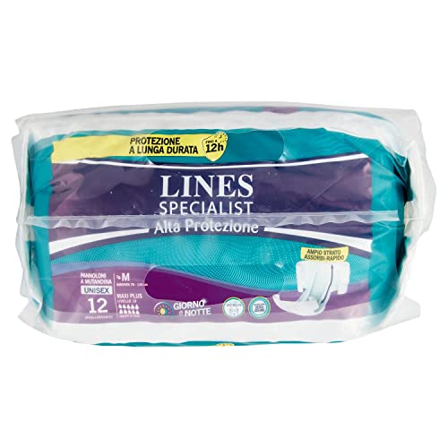 Lines Specialist Pannolone a Mutandina Maxi Plus Alta Protezione per Incontinenza Uomo Donna, Taglia Grande, Confezione da 12