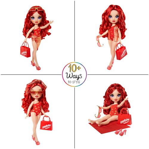 Rainbow High Fashion Doll con Slime & Animale - Ruby (Rosso) - Bambola Scintillante da 28 cm con Slime Scintillante, Animale Magico e Accessori Moda - età 4-12 Anni