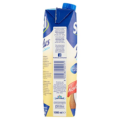 Santal - Succo Ananas Cocco, con una Goccia di Latte - 12 pezzi da 1 l [12 l]