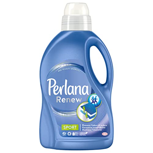 Perlana Renew Sport, detersivo lavatrice, per tessuti sportivi, rimuove l'odore di sudore, confezione da 8x1,440L