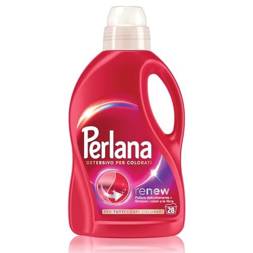 Perlana Detersivo Colorati (28 lavaggi), Detersivo lavatrice liquido per tutti i capi colorati, Detersivo colorati per pulizia delicata e colori e fibre rinnovati