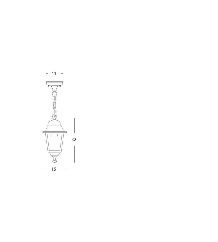 Lanterna A Soffitto Struttura In Alluminio. Verniciata Nera. Con Catena Da Cm. 65. Dimensioni: Cm 14,5X14,5Xh92.
