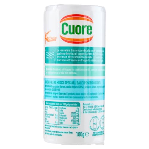 Cuore, Sale Iposodico Iodato, Formato da 180 g, Ridotto Apporto Di Sodio