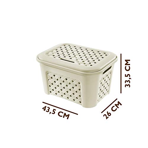 Tontarelli Arianna Cesta Biancheria con Coperchio, Plastica