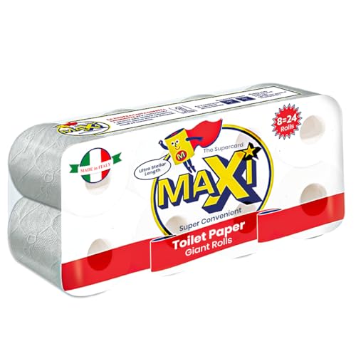 Maxi - Carta Igienica, Doppio Velo, Confezione da 3 x 8 Rotoli Giganti (24 Rotoli)