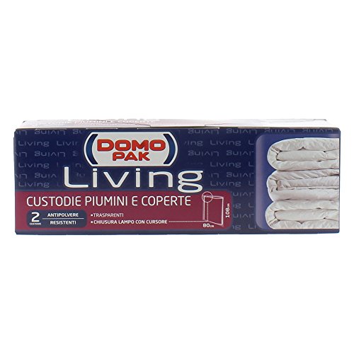 Sacchetti Antipolvere per Coperte e Piumoni - Organizza il Tuo Armadio e Proteggi la Biancheria - 2 Buste Trasparenti 80x108cm - Domopak Living