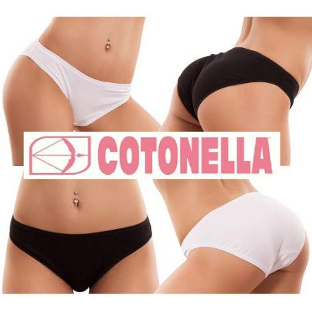 Cotonella Slip Vita Bassa Donna in Cotone Elasticizzato Art. 3165 - Confezione da 6 Pezzi - Colori Bianco E Nero