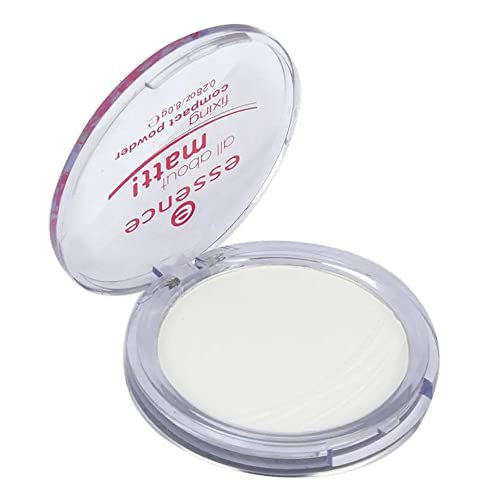 essence all about matt! fixing compact powder, Weiss, langanhaltend, mattierend, matt, fr trockene Haut, vegan, lfrei, ohne Parfm, ohne Alkohol, 1er Pack (8g)