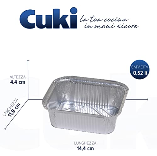 Cuki Vaschette Alluminio con coperchi - Doppia Forza - 1 porzione - rettangolari