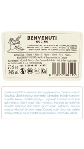 Nocino Benvenuti 70cl - Liquore prodotto da sole noci italiane secondo un’antica ricetta. 34% vol.