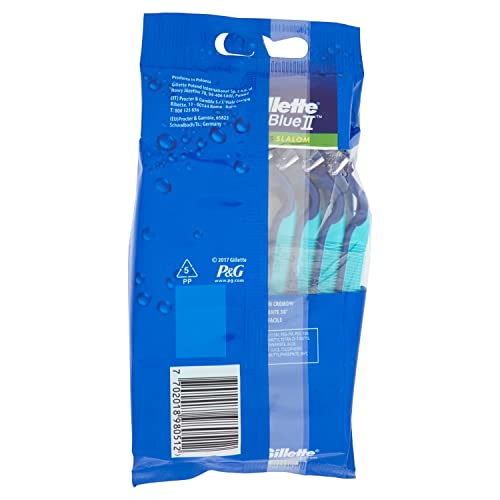 Procter & Gamble Gillette Blue II Plus Slalom Confezione da 8 Lamette Barba Usa e Getta, Lame rivestite in cromo, Manico Scorrevole, Meno Irritazioni
