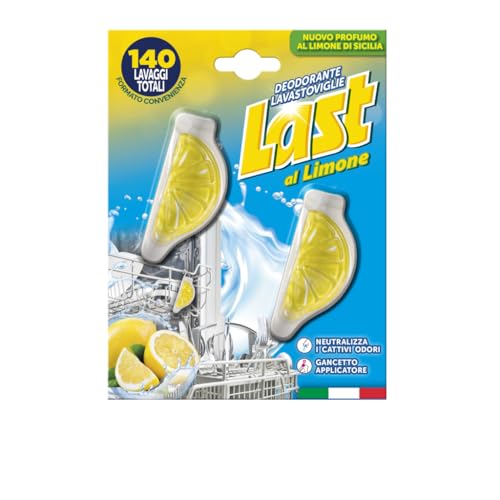 Last al Limone, Deodorante Lavastoviglie al Limone, Neutralizza i Cattivi Odori, Estratti Naturali di Agrumi, 140 Lavaggi in Totale, Due Deodoranti da 6 + 6 ml