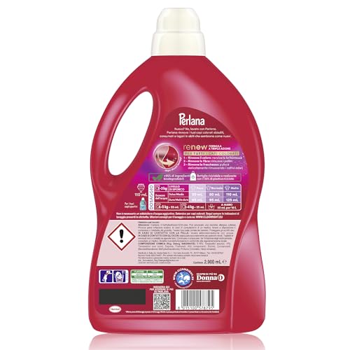 Perlana Detersivo Colorati (58 lavaggi), Detersivo lavatrice liquido per tutti i capi colorati, Detersivo colorati per pulizia delicata e colori e fibre rinnovati
