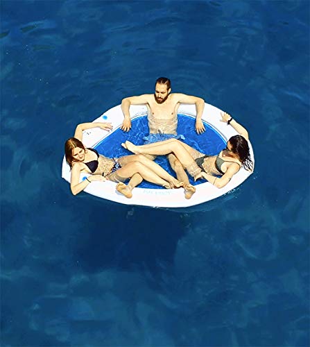 Beach Art- Amaca Galleggiante Gonfiabile Acqua Spa con Rete 190cm, Colore Bianca e Blu, 190 cm, M190