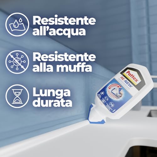 Pattex RE-NEW Bianco, Sigillante bagno e cucina per rinnovo fughe