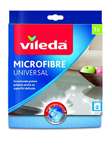 Vileda 139197 Panno Microfibre Plus, 100% Microfibra Ideale per Rimuovere Efficacemente Anche Lo Sporco più Ostinato Solo con Acqua, con Odor Stop