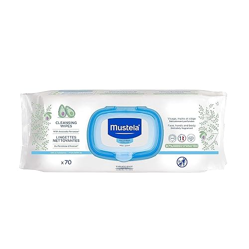 Mustela Salviette Detergenti, Avocado Naturale Perseose e Aloe Vera - 70 Pezzi