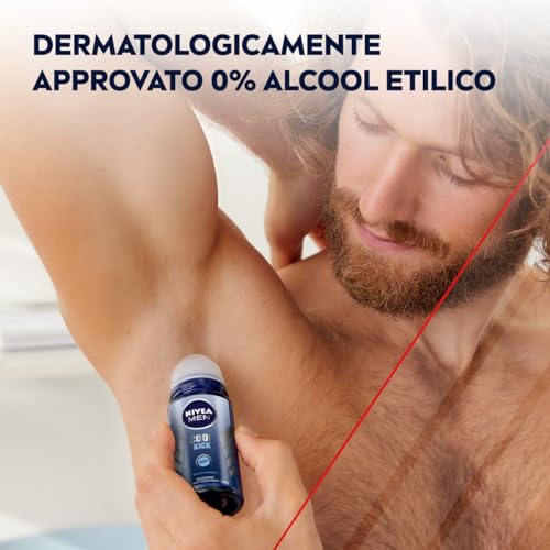 NIVEA Men Cool Kick Roll-on Deodorante antitraspirante in confezione da 6 x 150ml, Deodorante uomo con formula Cool-Care, Deo roll per 48 h di intensa freschezza