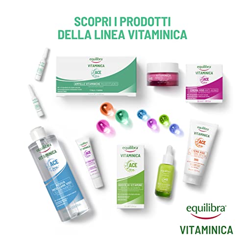 Equilibra Viso, Vitaminica, Ampolle Vitaminiche Ricostituenti, Siero Viso con Complesso Multivitaminico, Ceramidi Vegetali e Fitosfingosine, Azione Ricostituente, 7x2,5 ml