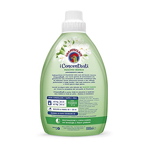 Chanteclair - Ammorbidente "I Concentrati", Muschio Bianco, Protegge la morbidezza del bucato, Profumo Intenso e Persistente sui Capi