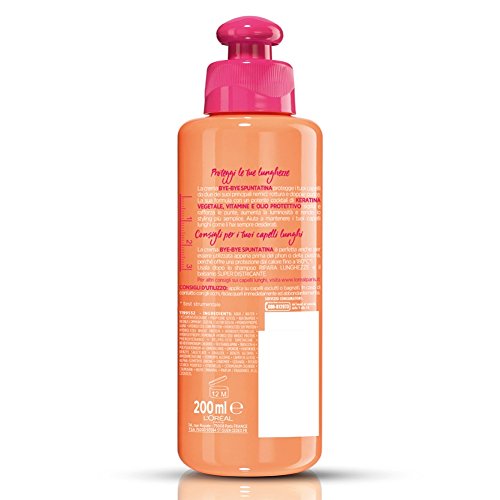 L'Oréal Paris Elvive Dream Long - Crema Capelli Senza Risciacquo Bye-Bye Spuntatina per Capelli Lunghi Danneggiati, 200 ml - 3 Confezioni da 1 Pezzo