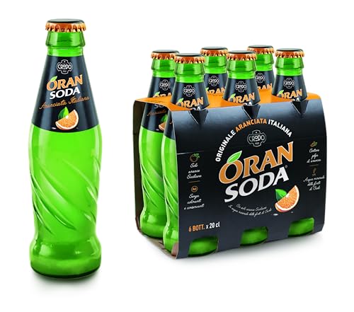 Oransoda Zero | Bevanda Gassata all'Arancia Senza Zuccheri, 4 Confezioni x 6 Bottiglie in Vetro da 20 cl