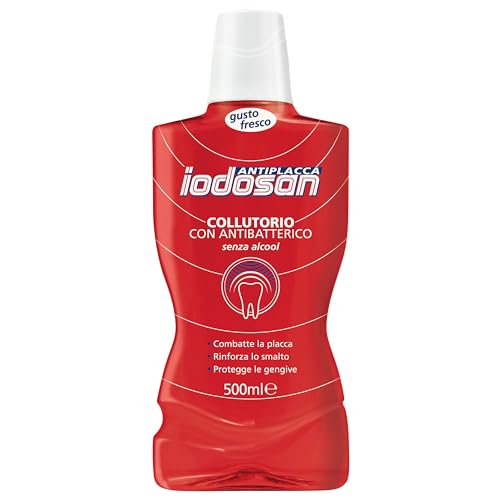 Iodosan Antiplacca, Collutorio con Antibatterico, combatte la Placca e protegge le Gengive, senza Alcool, 500ml
