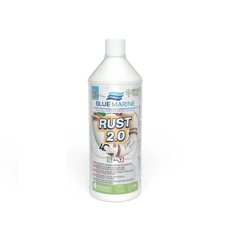 BLUE MARINE Detergente lucidante abrasivo Rust 2.0 Inox, gelcoat, Alluminio, Ottone, Rame e Bronzo. Flacone 1 kg