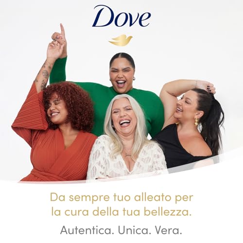 Dove Bagnodoccia, Idratante Dermo-Naturale, 1/4 Crema Idratante, Dermatologicamente Testato, Bagnoschiuma Uomo e Donna, 100% Bottiglia Riciclata, 6 pezzi