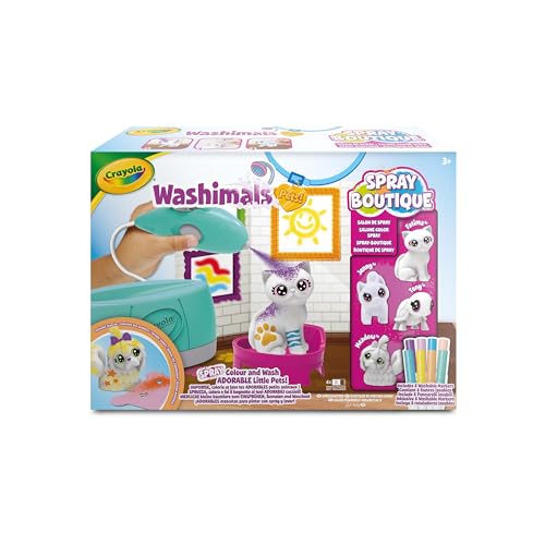 CRAYOLA Wahimals Pets - Spray Boutique, Set Attività Colora Lava Ricolora con 4 Cuccioli, Ambientazione Toletta e Aerografo a Batteria, Ideale da Regalare, Età Consigliata: da 3 Anni, 74-7517