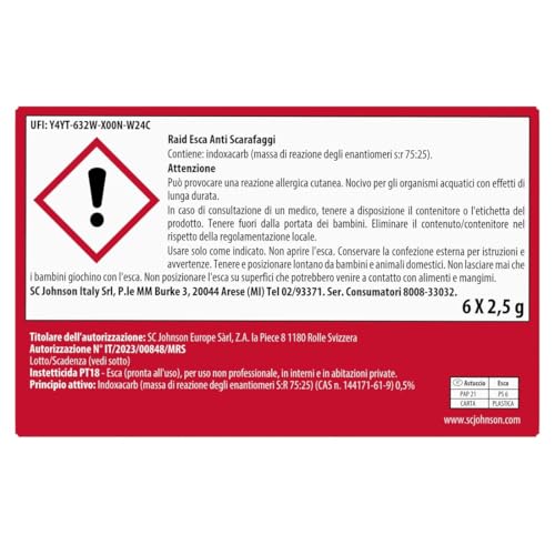 Raid Esca Scarafaggi Insetticida Inodore, Efficace fino a 3 Mesi, Area di Utilizzo Interno/Esterno