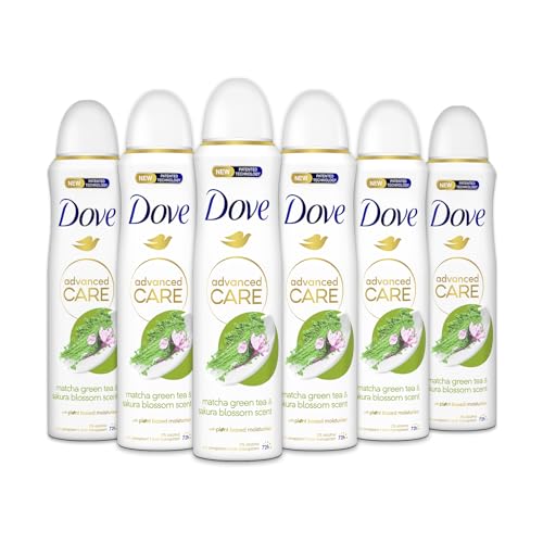 Dove Deodorante Spray Advanced Care Go Fresh Cetriolo e Té Verde, con Formula Idratante e Delicata sulla Pelle, Senza Alcol, Pelle Asciutta Fino a 72 Ore, Deodorante Uomo e Donna, 6 Pezzi da 150ml