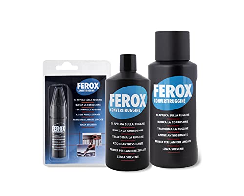 FEROX CONVERTIRUGGINE - trattamento rimozione ruggine e protezione superfici in ferro, prodotto togli ruggine, beccuccio dosatore, per superfici arrugginite e non arrugginite