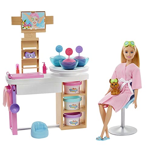 Barbie Wellness Face Masks Play Set with Doll, Puppy, Shapes and Clay