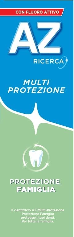 AZ Ricerca Dentifricio Multi Protezione, Ideale per la Famiglia, Pulizia Denti Profonda, Gusto Menta, Maxi Formato da 6 Confezioni X 75ml