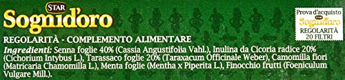 Sogni d'oro Tisana Regolarità, confezione da 20 Filtri, con senna e tarassaco, solo ingredienti naturali. Favorisce l'equilibrio della flora intestinale.