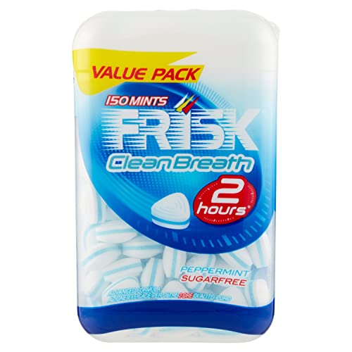 Frisk Clean Breath, Caramelle Dure Gusto Peppermint, Senza Zucchero, Due Ore di Freschezza, Microcompresse con Zinco, con Edulcoranti, 150 caramelle, Confezione da 1